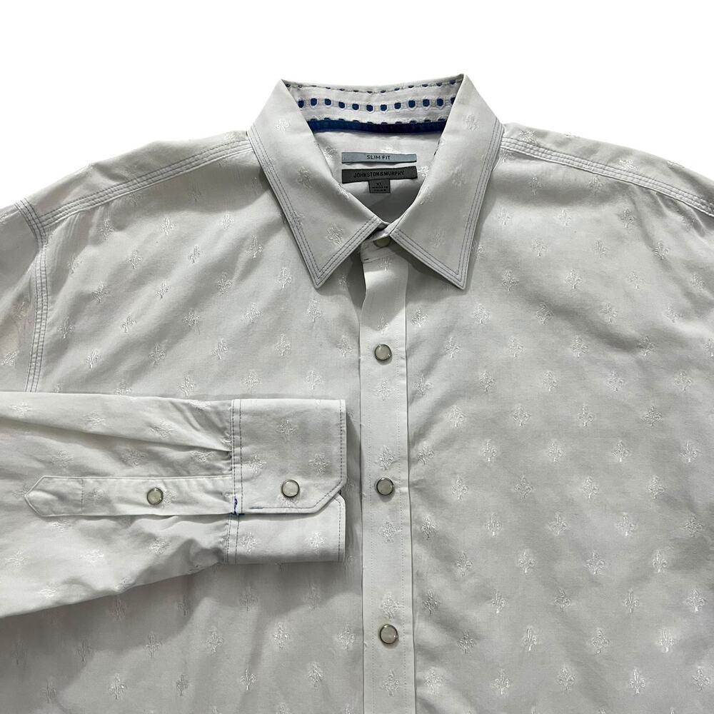 Johnston & Murphy White Slim Fit Button Up Shirt Men's Size XL | 47-47